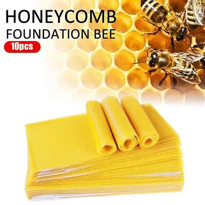 10X Beeswax Foundation Bee Hive Wax Frame Beekeeping Honeycomb Sheets K8J1 • 5.23€
