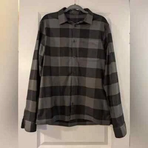 Lululemon Men's Soft Knit Overshirt Check Plaid Black Heathered Graphite - LG - Picture 1 of 5