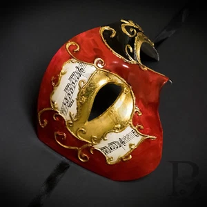 Mens Masquerade Mask Classic Musical Half Phantom of the Opera [Red/Black] - Picture 1 of 4