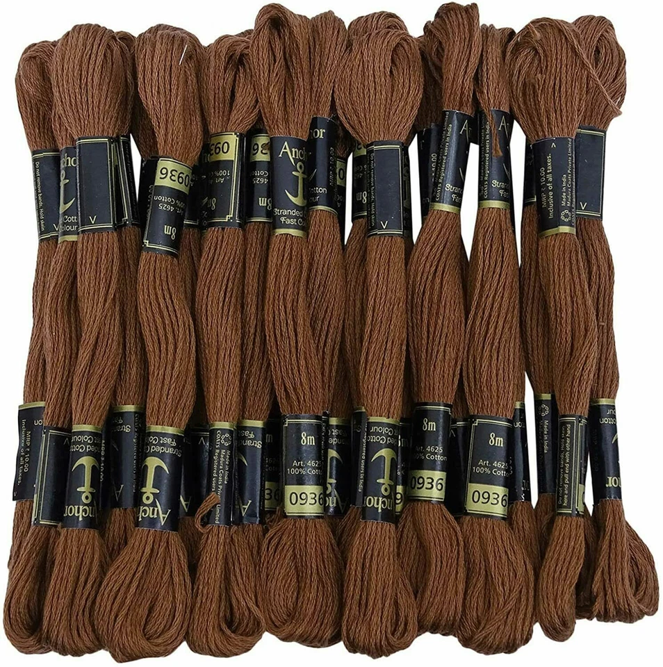 Anchor Stranded Cotton Threads Hand Embroidery Thread Cross Stitch Sewing Brown - Image 1 of 4