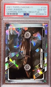 2021 Topps Chrome Sapphire Formula 1 Liam Lawson #126 Negative /100 PSA 10 POP 1 - Picture 1 of 2