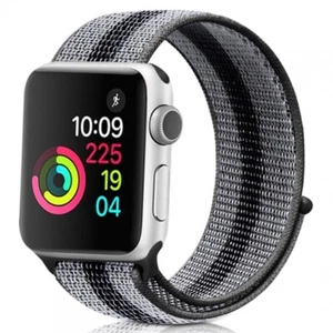 Bracelet Montre Compatible Pour Apple 1 2 3 (42 MM) / 4 5 (44 MM) Noir Gris - Photo 1 sur 1