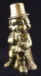 Vtg My Japan Ceramic Patriotic Figurine - Gold Colonial Horn Player - Picture 1 of 1