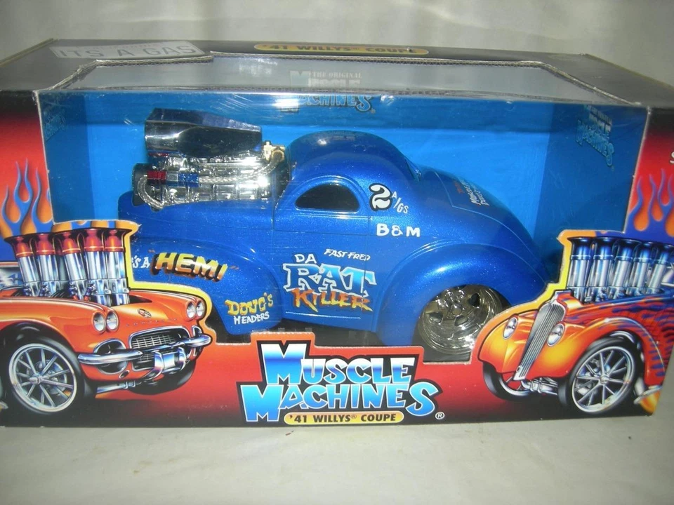 41 Willys Coupe in blue Da Rat Killer, Muscle Machine. Nice Box 1:18 scale - Image 1 of 1