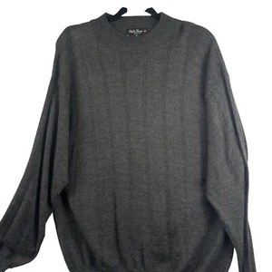 Giglio Rosso Italy Wool Blend Sweater Mens XL Gray Mock Neck Knitwear Long Sleev - Picture 1 of 9