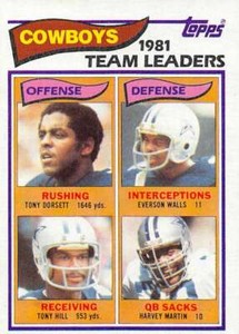 1982 Topps #307 Tony Dorsett Everson Walls Tony Hill Harvey Martin Cowboys 27140