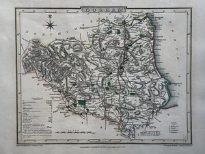 1805 Durham Original Antique Hand Coloured County Map by Cole & Roper - Picture 1 of 3