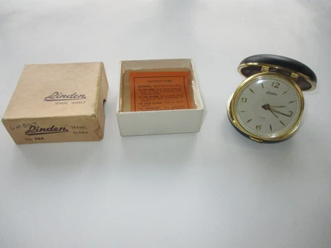 vintage New in ORIGINAL Box 7 JEWEL LINDEN Travel Alarm clock - working great Cover