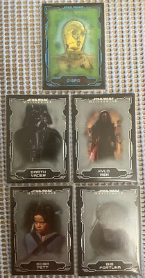 2016 Topps Star Wars Masterwork Silver Green Base Lot 5 Cards Kylo Vader Fett - Image 1 of 4