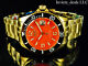 Tresod Men's Ocean Master AUTOMATIC Orange Dial Sapphire Crystal Gold Tone Watch