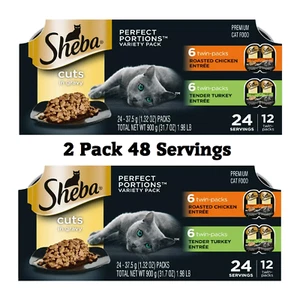 Sheba Perfect Portions Variety Pack Nassfutter Katzen Tablett Schnitte in Soße 48 Portionen - Bild 1 von 1