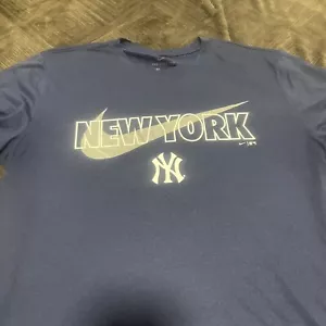 Nike Dri Fit T Shirt Maglietta Uomo Large Blu New York Yankees Tee - Foto 1 di 5