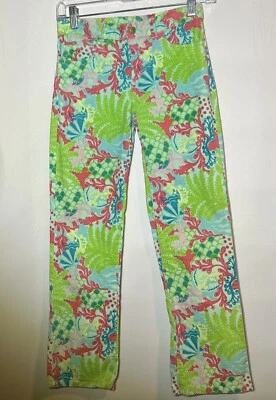 Niñas Lilly Pulitzer Talla 10 Pana Coloridos Pantalones Salamandra Lagarto Gecko Foto 1 de 4