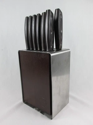 Schmidt Cutlery Hudson Soho 12 Piece Set W/ Block Rosewood Handles MCM Stainless - Image 1 of 4