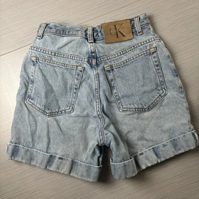 Vintage Calvin Klein Shorts Womens 4 Petite Blue Denim High Rise USA 90s CK Jean - Image 1 of 4
