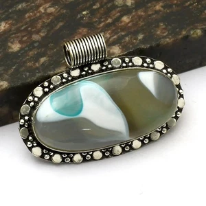 Botswana Agate Gemstone Ethnic Handmade Pendant Jewelry For Women 1.4" AP-53423 - Picture 1 of 1