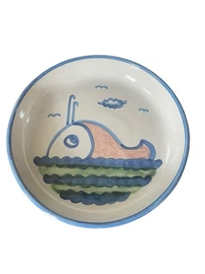 Vintage M A Hadley Pottery Whale 9” Plate Signed Blue 1.3” Deep Handmade - Picture 1 of 4