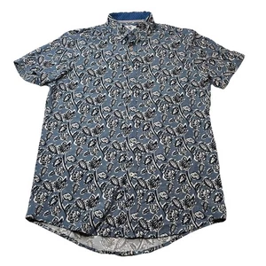 International Report Shirt Mens Sz S Blue Floral Button 4 Way Stretch Travel - Picture 1 of 7