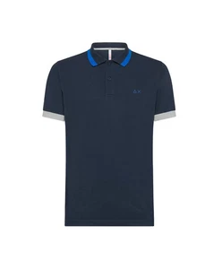 SUN68 Polo Uomo A34114 P-EP cotone con dettagli big stripes 07 NAVY BLUE - Foto 1 di 3