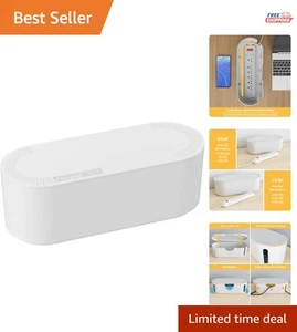 Durable White Cord Organizer Box - Hides Cables, Fits Power Strips Up to 10.5" - Photo 1/11
