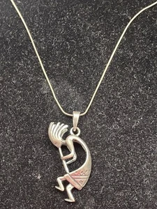 Vintage sterling silver marked 925 Kokopelli Flute Player Pendant Necklace - Picture 1 of 5