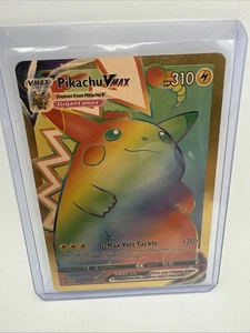 Rainbow Pikachu Vmax Pokémon Card Gold Foil 188/185 - Picture 1 of 10