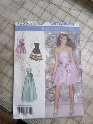 SIMPLICITY  1655 MISSES  McCLINTOCK STRAPLESS EVENING DRESS PATTERN-UNCUT-4-12- - Image 1 of 2