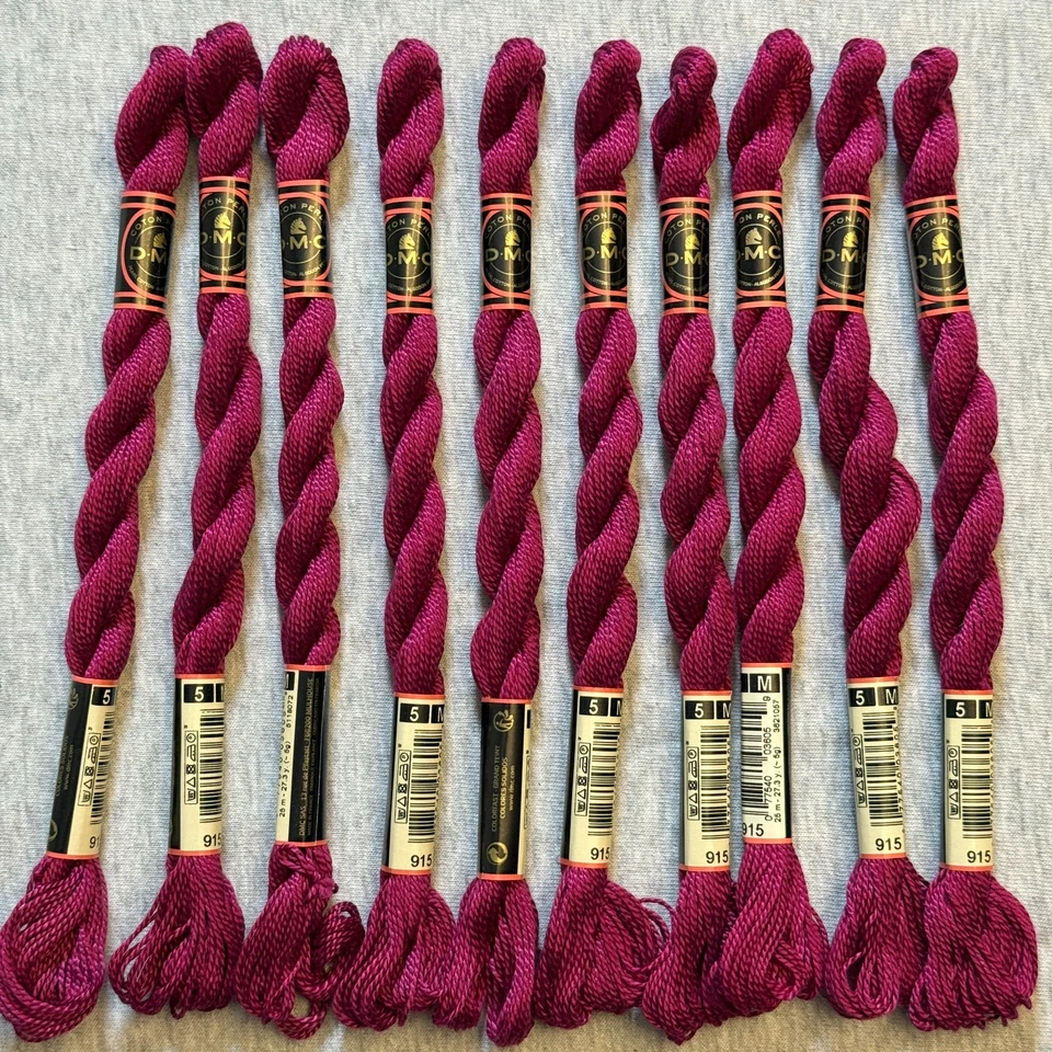 DMC Cotton Perle #5 Lot of 10 Burgundy #915 Embroidery Floss Thread - Image 1 of 4