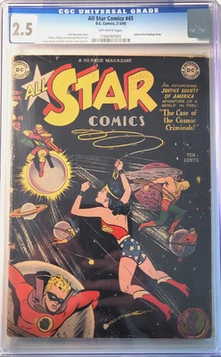 1949 All Star Comics 45 CGC 2.5 Hawkman Flash Wonder Woman Green Lantern Cover - Image 1 of 2