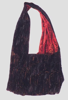 vintage CP SHADES burnout VELVET red black reversible shoulder hobo bag purse - Image 1 of 4