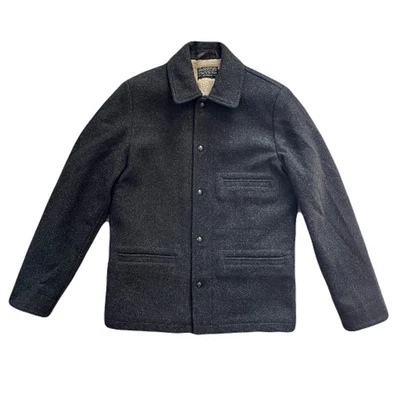 J. Crew Grey Mackinaw Wool Sherpa Fleece Lined Coat, Size M - Image 1 of 4