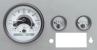 Dakota Digital 55-86 Jeep CJ sistema de medidor de tablero analógico plateado blanco VHX-55J-S-W Foto 1 de 4