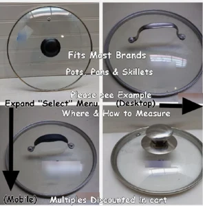 Pick] Glass Lid Cover for 7,8,9,10,12" Saucepan Skillet Stock Pot Dutch Oven Wok - Picture 1 of 13