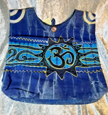 NUEVO Bolso de Hombro Good Vibes Algodón Bordado a Mano Correa Ancha. Signos OM & Peace Foto 1 de 4