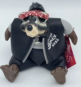 Statuina Russ Berry Raccoon Love Bandit Country Folks 4,5"H NUOVA pelle motociclista - Foto 1 di 9