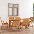 Solid Acacia Wood Garden Dining Wooden Table & Chair Grey Set 5/7 Piece Vidaxl