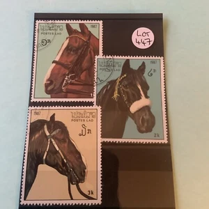 Set Of 3 Postes Lao Used Postage Stamps - Horses - Grade V. Good - Lot 447 - Picture 1 of 1