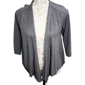 Daisy Fuentes Open Waterfall Cardigan Gray Heather 3/4 Sleeve Women's Small - Picture 1 of 4
