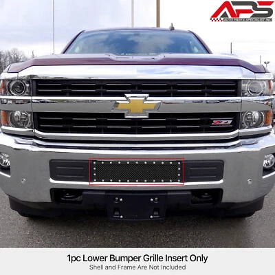Fits 2015-2019 Chevy Silverado 2500HD/3500HD Black Bumper Mesh Rivet Grille - Image 1 of 4