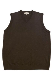 TURNBURY 100% Brown Extra Fin Merino Wool V-Neck Sweater Vest Grandpa Men's XLT  - Picture 1 of 7