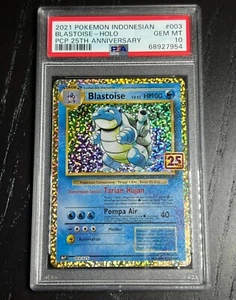 PSA 10 Gem Mint Blastoise 003/025 25th Anniversary S8A Indonesian Pokemon Card - Picture 1 of 2