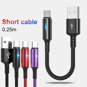 1X USB auf Typ C Ladekabel Kurzes Datenkabel Schnellladekabel Datenkabel 25cm>< - Bild 1 von 15