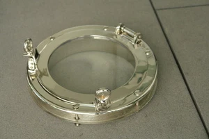 Bullauge,  Messing vernickelt mit Fenster Funktion, Türeinbau , D 30 cm  Neu  - Bild 1 von 7