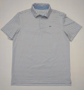 Polo Vineyard Vines Performance bianca blu a righe manica corta ragazzo taglia XL 18 - Foto 1 di 7