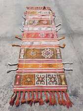 Distressed Vintage Handmade Traditional Red Kilim Floor Rug Carpet 231x77cm