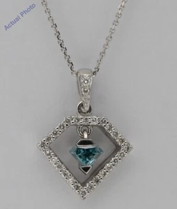 Ciondolo oro 14 kt con diamanti aureola (diamanti bianchi blu (irradiati) purezza Si1) - Foto 1 di 4