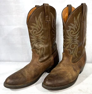 Men's Brown Laredo 4242 Cowboy Boots Size 9.5D LEA.VAMP.FOX Western Point Toe - Picture 1 of 15
