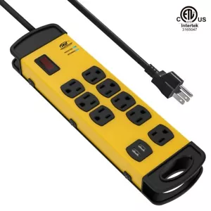 Tira de alimentación protectora contra sobretensiones CRST 1875W con enchufe plano y 2USB, 9 FT ETL listado - Imagen 1 de 6