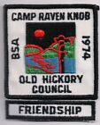 D1 BSA, gałka Camp Raven, Old Hickory Cncl North Carolina NC, 1974 naszywka, segment