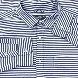 Under Armour Shirt Men XXL 2XL Blue White Button Up Fitted Striped Oxford Cloth - Picture 1 of 14